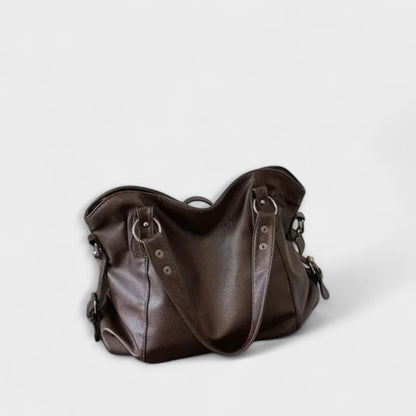 Effortless Cream Leather Shoulder Bag for Women with Casual Style