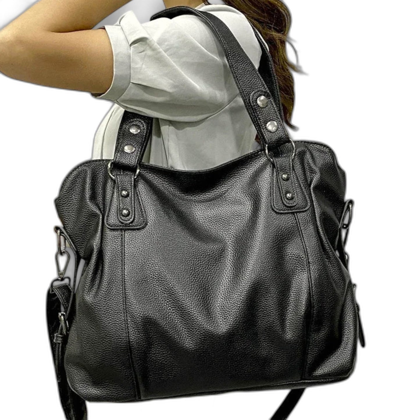 Effortless Cream Leather Shoulder Bag for Women with Hobo Casual Style