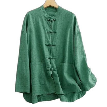 Effortless Cream Linen Shirt for Women with Collared Long Sleeve Oversized Casual Style