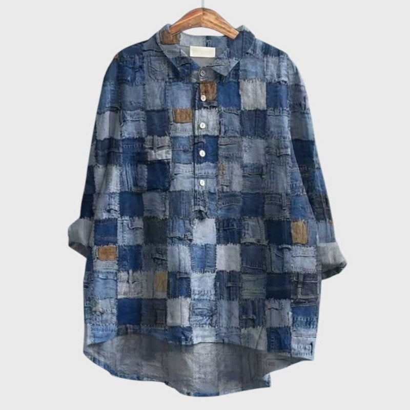 Effortless Floral Blouse for Women with Collared Long Sleeve Button Front Oversized Casual Style