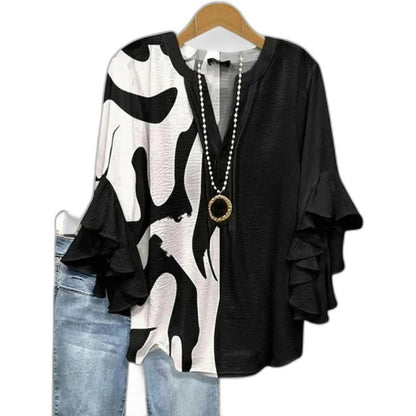 Effortless Floral Blouse for Women with Crew Neck Short Sleeve Ruffle Casual Style