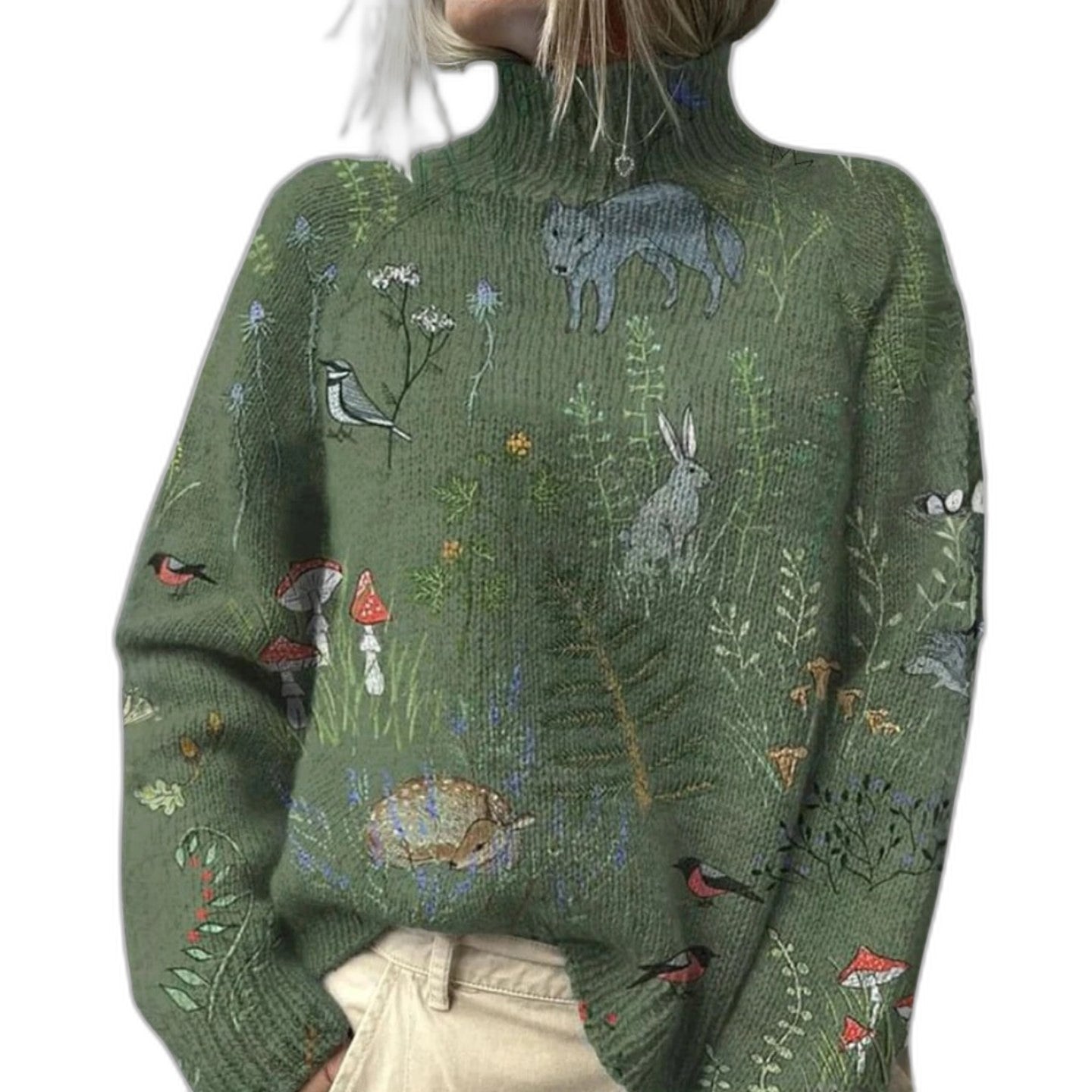 Effortless Floral Blouse for Women with High Neck Long Sleeve Flowing Oversized Casual Style