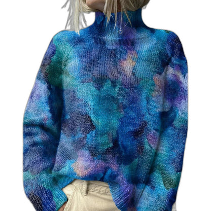 Effortless Floral Blouse for Women with High Neck Long Sleeve Flowing Oversized Casual Style