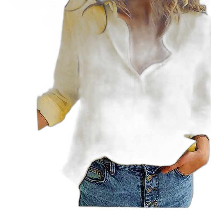 Effortless Floral Blouse for Women with V Neck Long Sleeve Button Front Flowing Casual Style