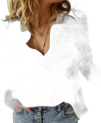 Effortless Floral Blouse for Women with V Neck Long Sleeve Button Front Flowing Casual Style