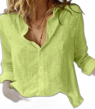 Effortless Floral Blouse for Women with V Neck Long Sleeve Button Front Flowing Casual Style
