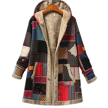 Effortless Floral Jacket for Women with Collared Long Sleeve Fur Lined Casual Style