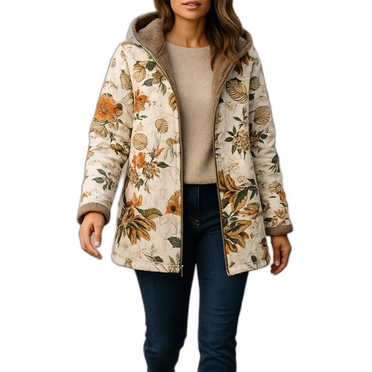 Effortless Floral Jacket for Women with Collared Long Sleeve Pockets Casual Style
