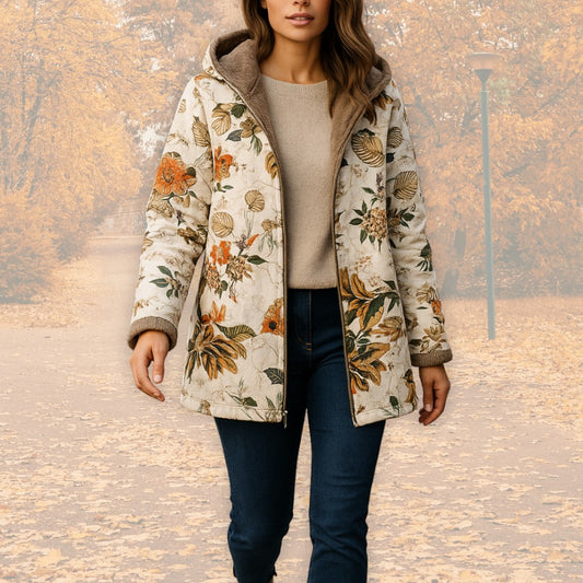 Effortless Floral Jacket for Women with Collared Long Sleeve Pockets Casual Style