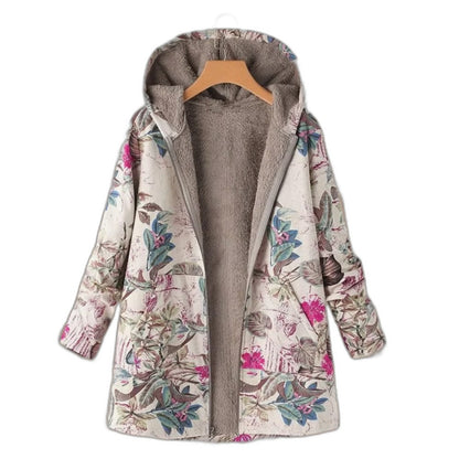 Effortless Floral Jacket for Women with Collared Long Sleeve Pockets Casual Style