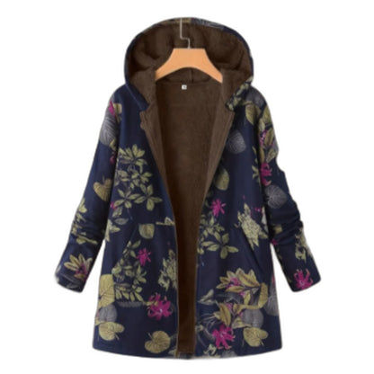Effortless Floral Jacket for Women with Collared Long Sleeve Pockets Casual Style