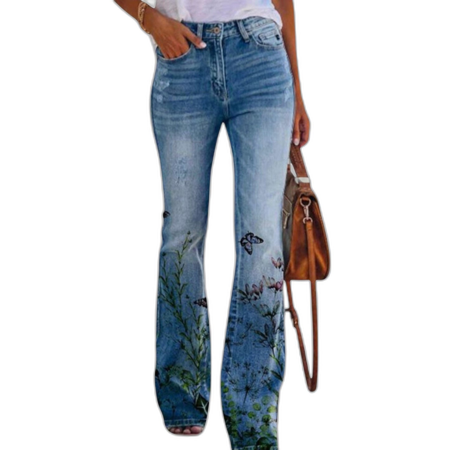 Effortless Floral Jeans for Women with High Waisted Straight Leg Casual Style