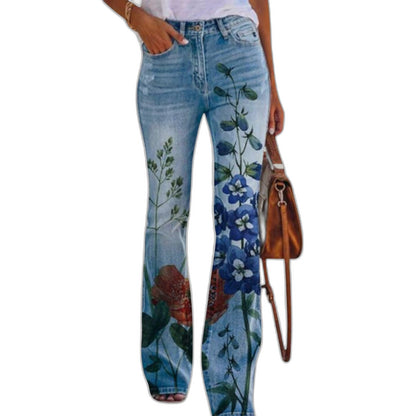 Effortless Floral Jeans for Women with High Waisted Straight Leg Casual Style