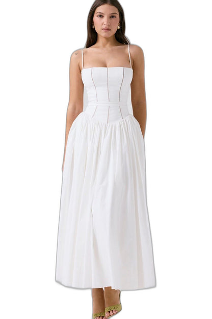 Effortless Floral Maxi Dress for Women with Square Neck Spaghetti Strap Tiered Casual Style