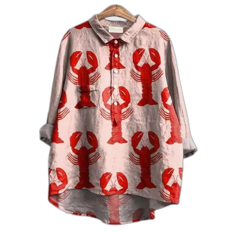 Effortless Floral Shirt for Women with Collared Elbow Sleeve Button Front Flowing Casual Style
