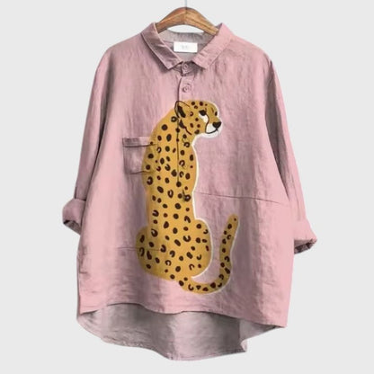 Effortless Floral Shirt for Women with Collared Elbow Sleeve Button Front Flowing Casual Style