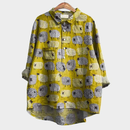 Effortless Floral Shirt for Women with Collared Elbow Sleeve Button Front Flowing Casual Style
