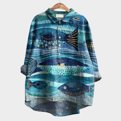 Effortless Floral Shirt for Women with Collared Elbow Sleeve Button Front Flowing Casual Style