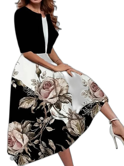 Effortless Floral Skirt for Women with A Line Flowing Casual Style