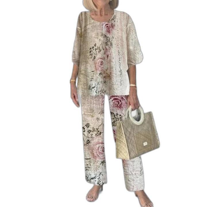Effortless Floral Two Piece Set for Women with Flowing Casual Style