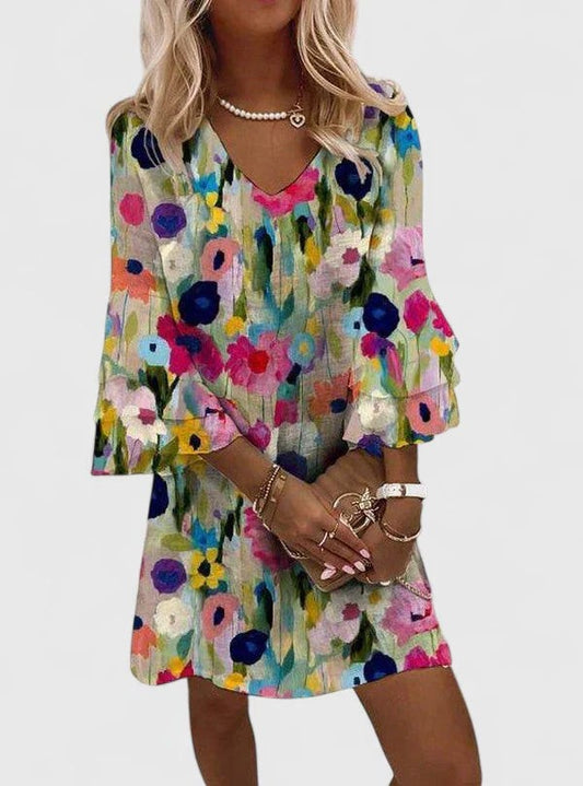 Effortless Floral Two Piece Set for Women with V Neck Flowing Casual Style