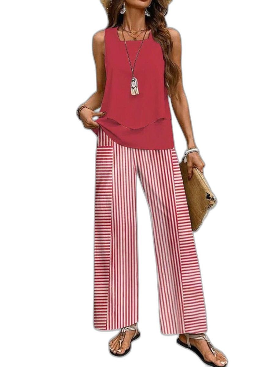 Effortless Floral Two Piece Set for Women with Wide Leg Casual Style
