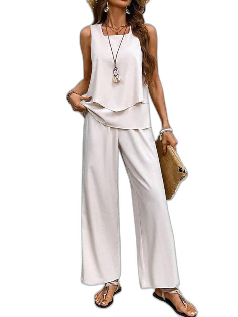 Effortless Floral Two Piece Set for Women with Wide Leg Casual Style