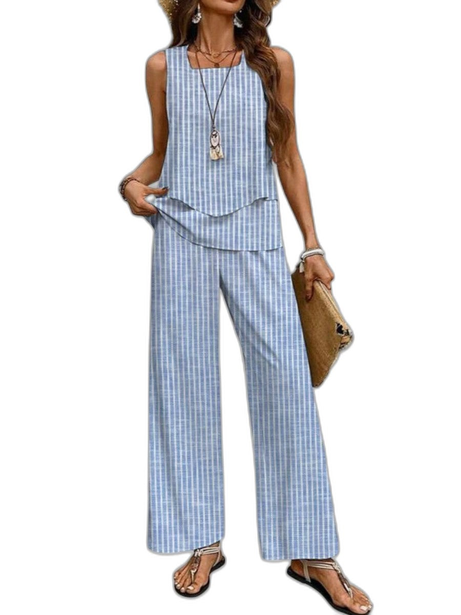 Effortless Floral Two Piece Set for Women with Wide Leg Casual Style