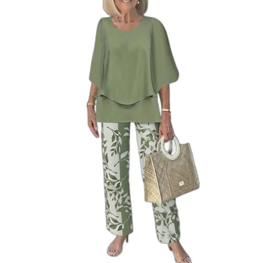 Effortless Floral Two Piece Set for Women with Wide Leg Flowing Casual Style