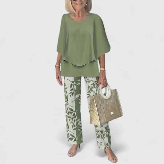 Effortless Floral Two Piece Set for Women with Wide Leg Flowing Casual Style