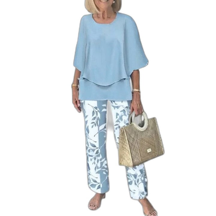 Effortless Floral Two Piece Set for Women with Wide Leg Flowing Casual Style