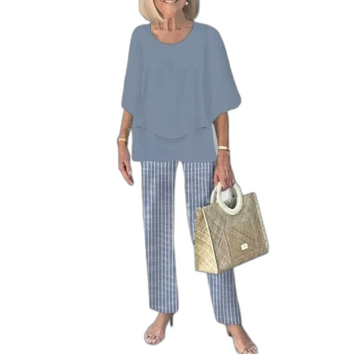 Effortless Floral Two Piece Set for Women with Wide Leg Flowing Casual Style
