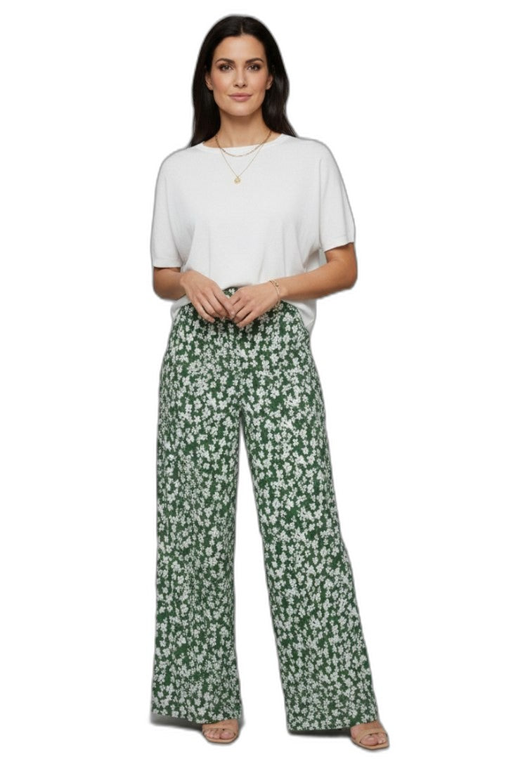 Effortless Floral Wide Leg Pants for Women with High Waisted Palazzo Casual Style