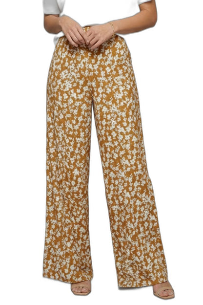 Effortless Floral Wide Leg Pants for Women with High Waisted Palazzo Casual Style