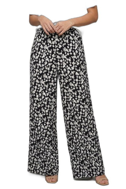 Effortless Floral Wide Leg Pants for Women with High Waisted Palazzo Casual Style
