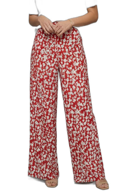 Effortless Floral Wide Leg Pants for Women with High Waisted Palazzo Casual Style