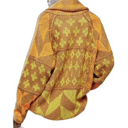 Effortless Geometric Cardigan Sweater for Women with Long Sleeve Oversized Casual Style