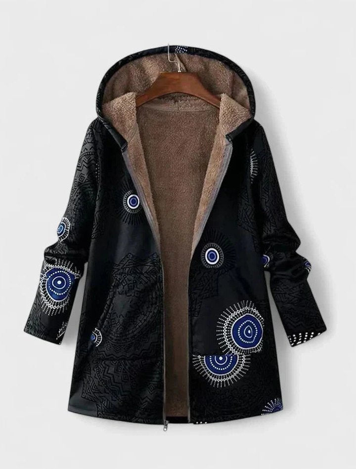 Effortless Geometric Coat for Women with Long Sleeve Pockets Fur Lined Casual Style