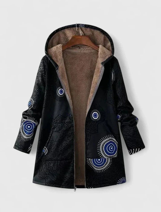 Effortless Geometric Coat for Women with Long Sleeve Pockets Fur Lined Casual Style