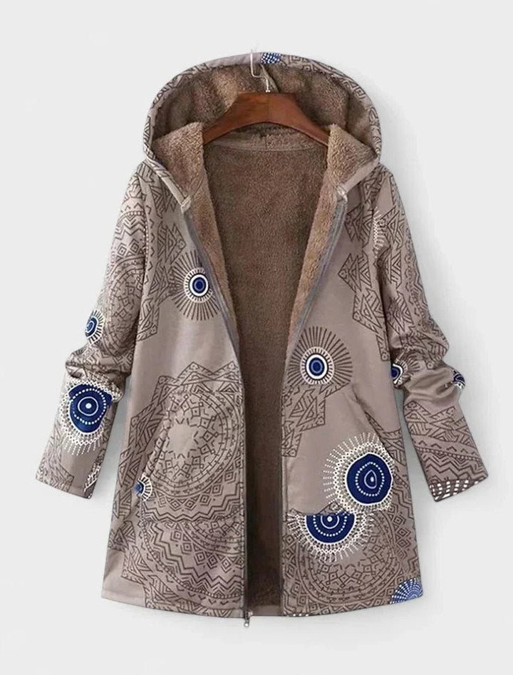 Effortless Geometric Coat for Women with Long Sleeve Pockets Fur Lined Casual Style