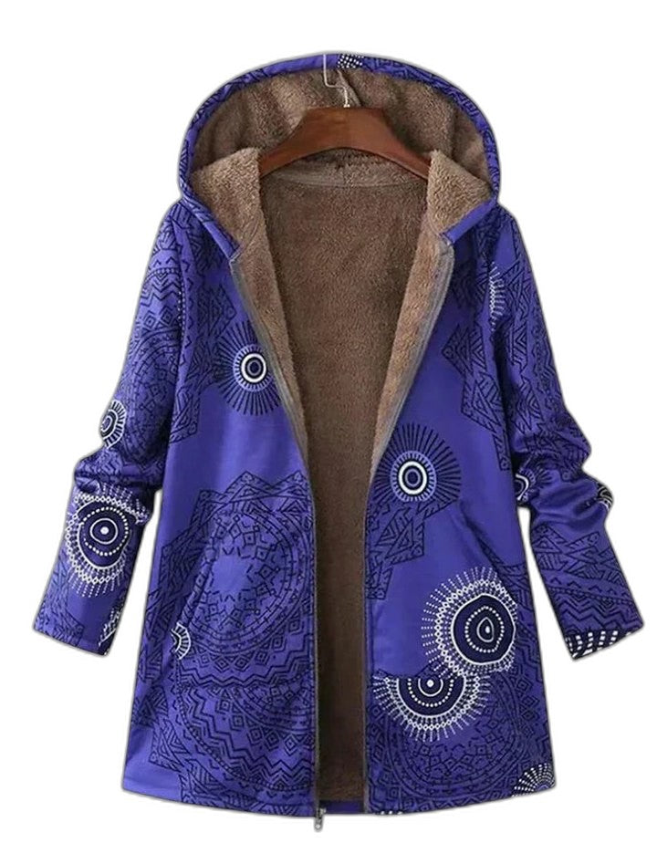 Effortless Geometric Coat for Women with Long Sleeve Pockets Fur Lined Casual Style