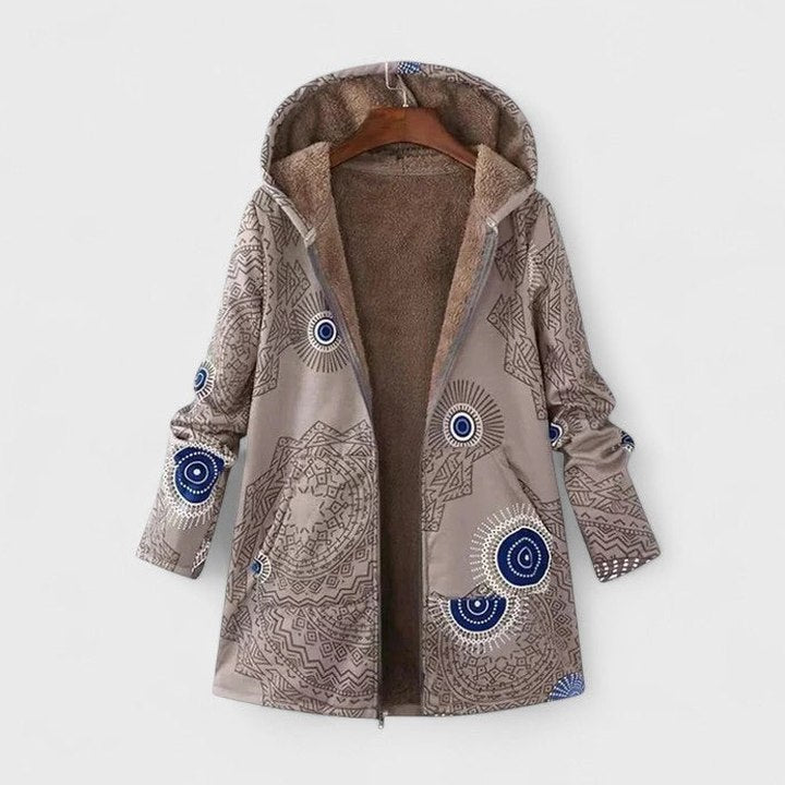 Effortless Geometric Coat for Women with Long Sleeve Pockets Fur Lined Casual Style