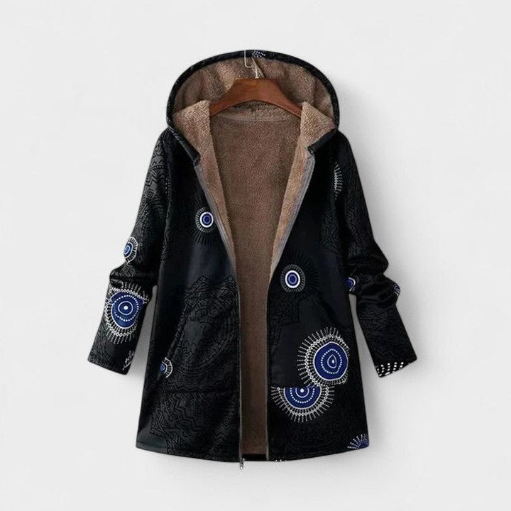 Effortless Geometric Coat for Women with Long Sleeve Pockets Fur Lined Casual Style