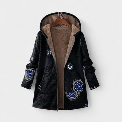 Effortless Geometric Coat for Women with Long Sleeve Pockets Fur Lined Casual Style