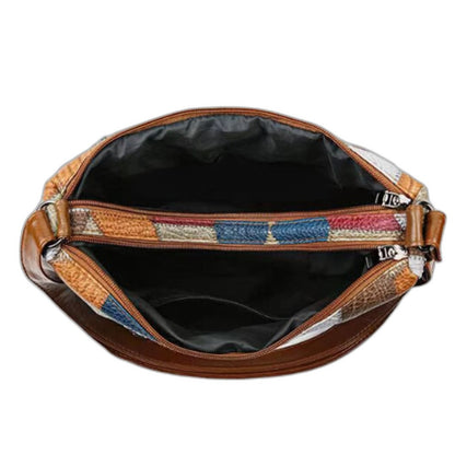 Effortless Geometric Crossbody Bag for Women with Leather Shoulder Casual Style