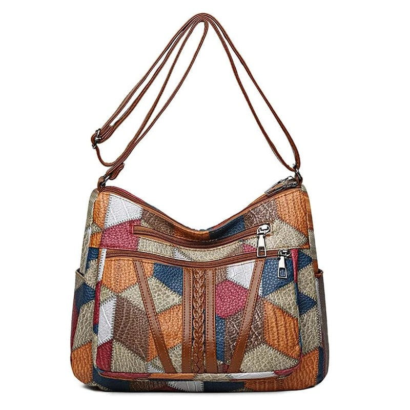 Effortless Geometric Crossbody Bag for Women with Leather Shoulder Casual Style