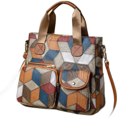Effortless Geometric Crossbody Bag for Women with Leather Shoulder Casual Style