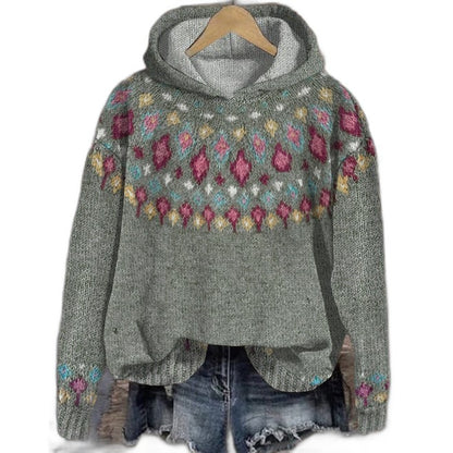 Effortless Geometric Hoodie for Women with High Neck Long Sleeve Oversized Casual Style