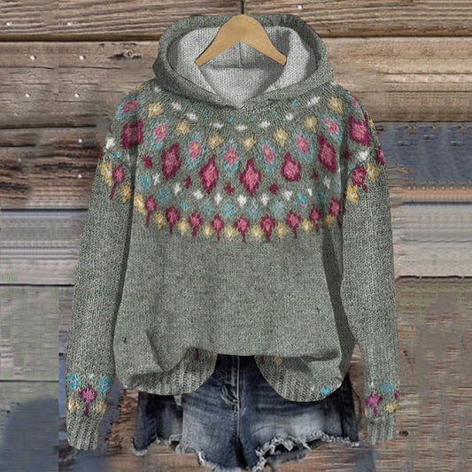 Effortless Geometric Hoodie for Women with High Neck Long Sleeve Oversized Casual Style