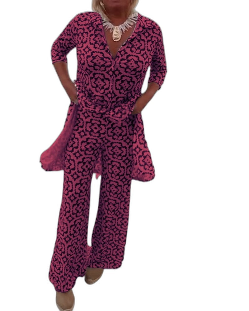 Effortless Geometric Maxi Dress for Women with V Neck Short Sleeve Button Front Flowing Casual Style